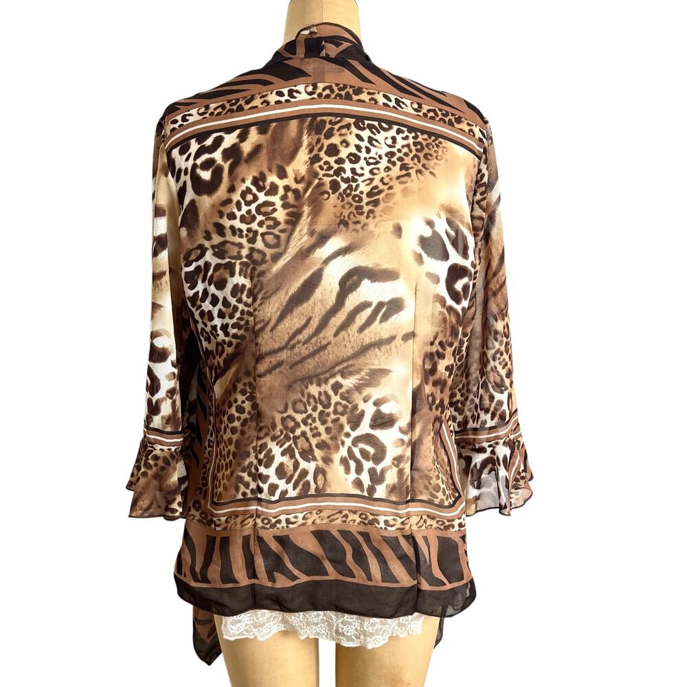 Elementz Sheer Leopard Print Duster Cardigan Rhin… - image 3